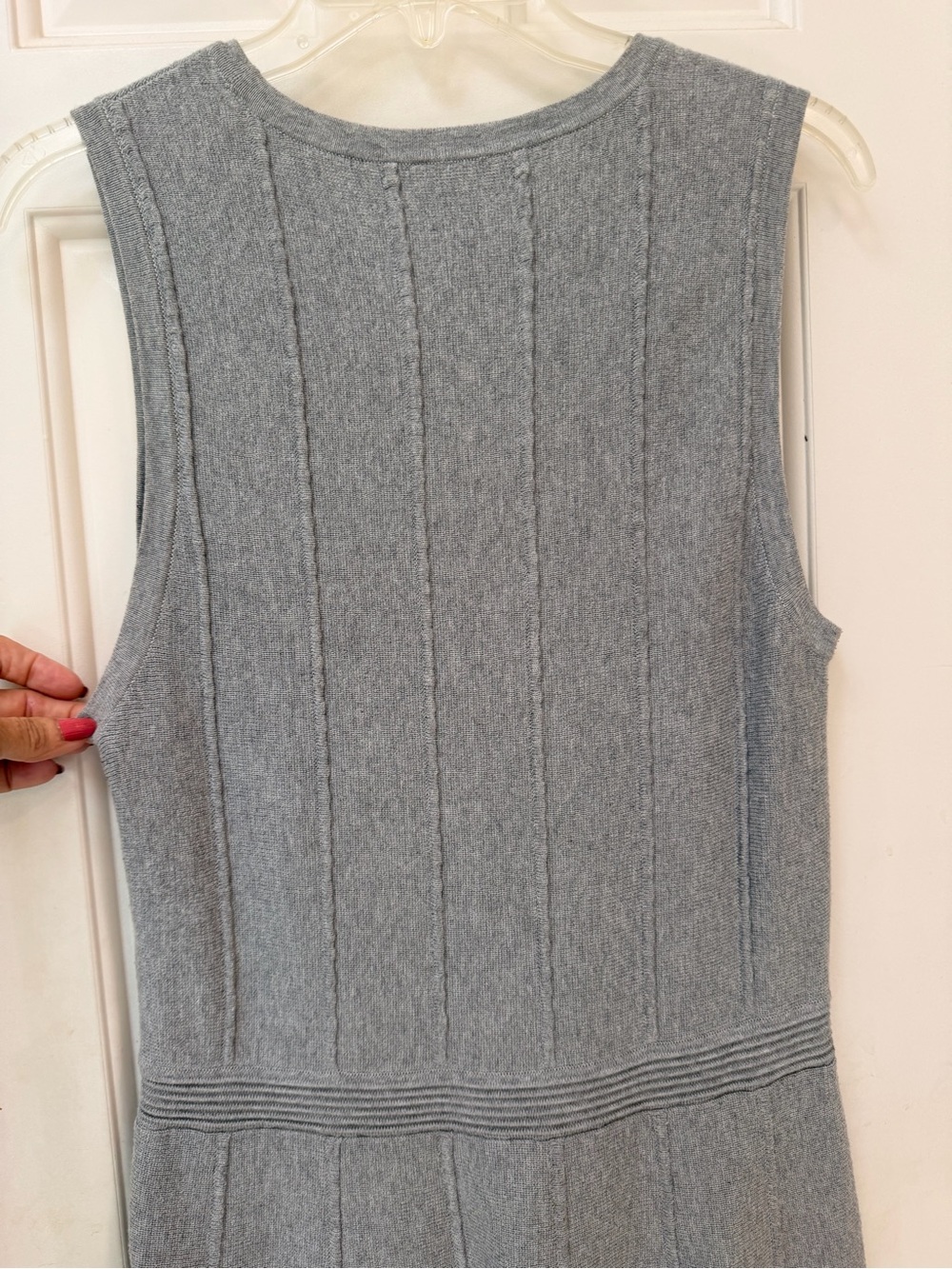 Ann Taylor Sleeveless Knit Sweater Fit-and-Flare Dress in Soft Grey, Size M - Picture 8 of 13